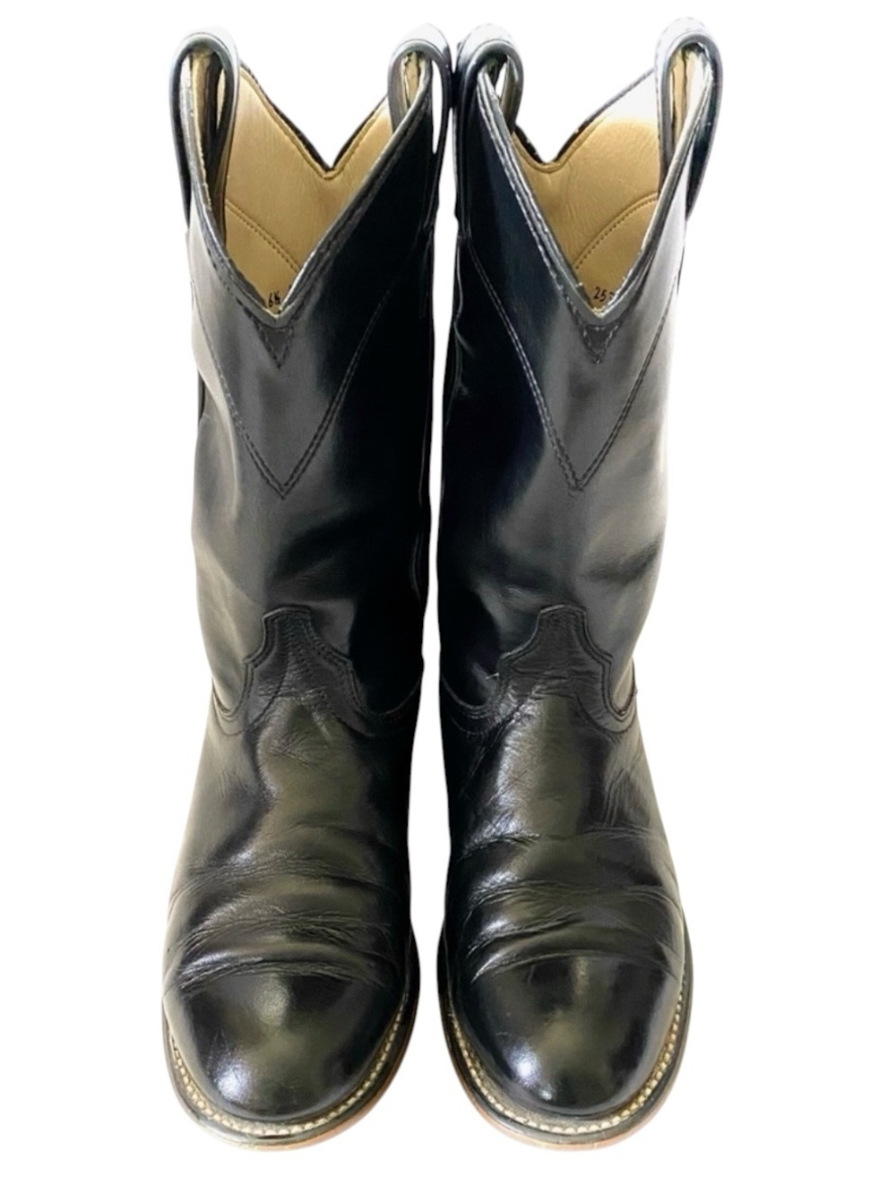 Laredo Roper Womens Western Cowboy Boots Black Leather Size 6.5 Made in USA